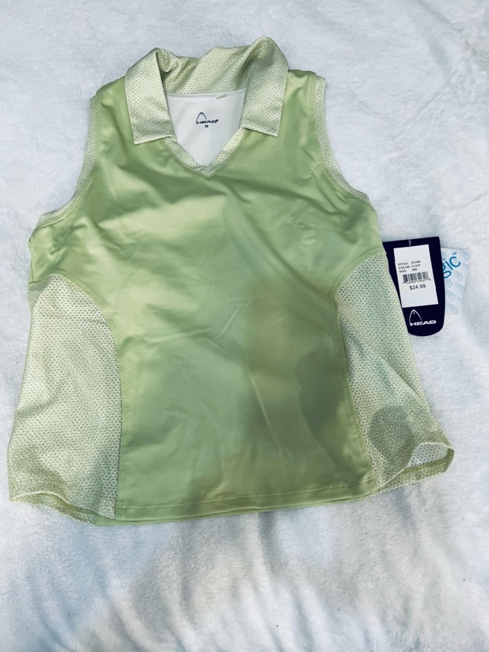 HEAD dri-logic Sleeveless Polo Tank - Light Green Tennis Pickleball Top Medium - Picture 2 of 12